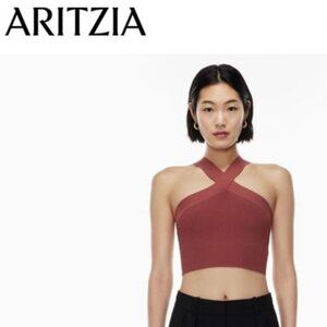 Aritzia Babaton Sculpt Knit Criss Cross Cropped Tank Size M Dewberry Purple